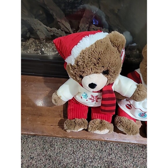 Lot (2) 2017 Walmart Christmas Snowflake TEDDY BEARS Boy Girl Large Red Brown - Picture 7 of 16